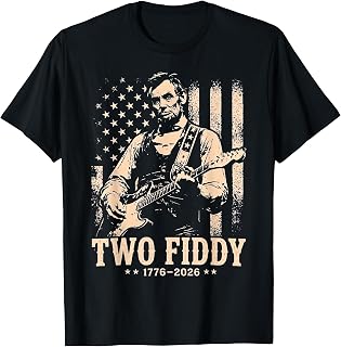 Retro Two Fiddy Funny 250 Anniversary Lincoln Playing Guitar T-Shirt