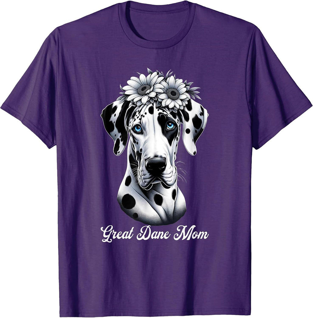 Flowers Giant Adorable Large Gentle Dog Lover Great Dane Mom T-Shirt