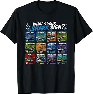Shark Astrology 2026 Ocean Week Wildlife Shark Zodiac Sign T-Shirt