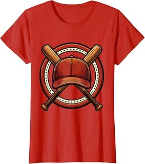 Retro Baseball Cap Crossed Bats Graphic Tee T-Shirt