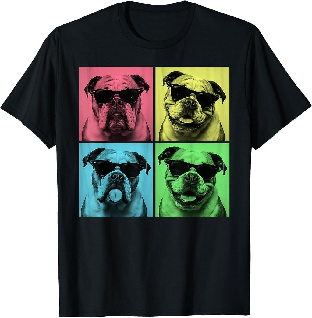 English Bulldog Pop Art Funny Bulldog Dog Lover Photo Booth T-Shirt