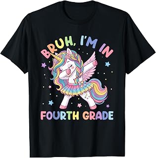 Bruh I'm in 4th Grade Dab Unicorn Kids Girls Back to School T-Shirt