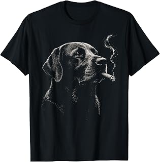 Black Labrador Retriever Smoking Cigar Funny Dog Lover T-Shirt