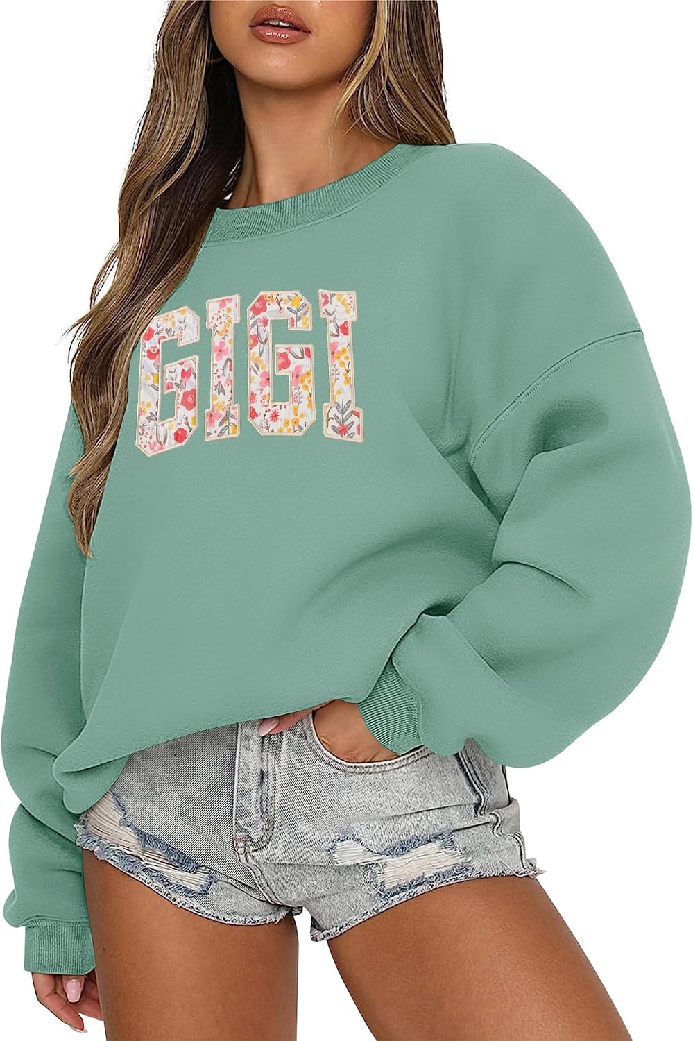 Oversized Sweatshirt for Women Long Sleeve Crewneck Auntie Grandma Sweatshirts Pullover Sweater Graphic Fleece Tops