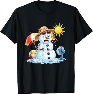Funny Melting Snowman Summer Beach Holiday T-Shirt