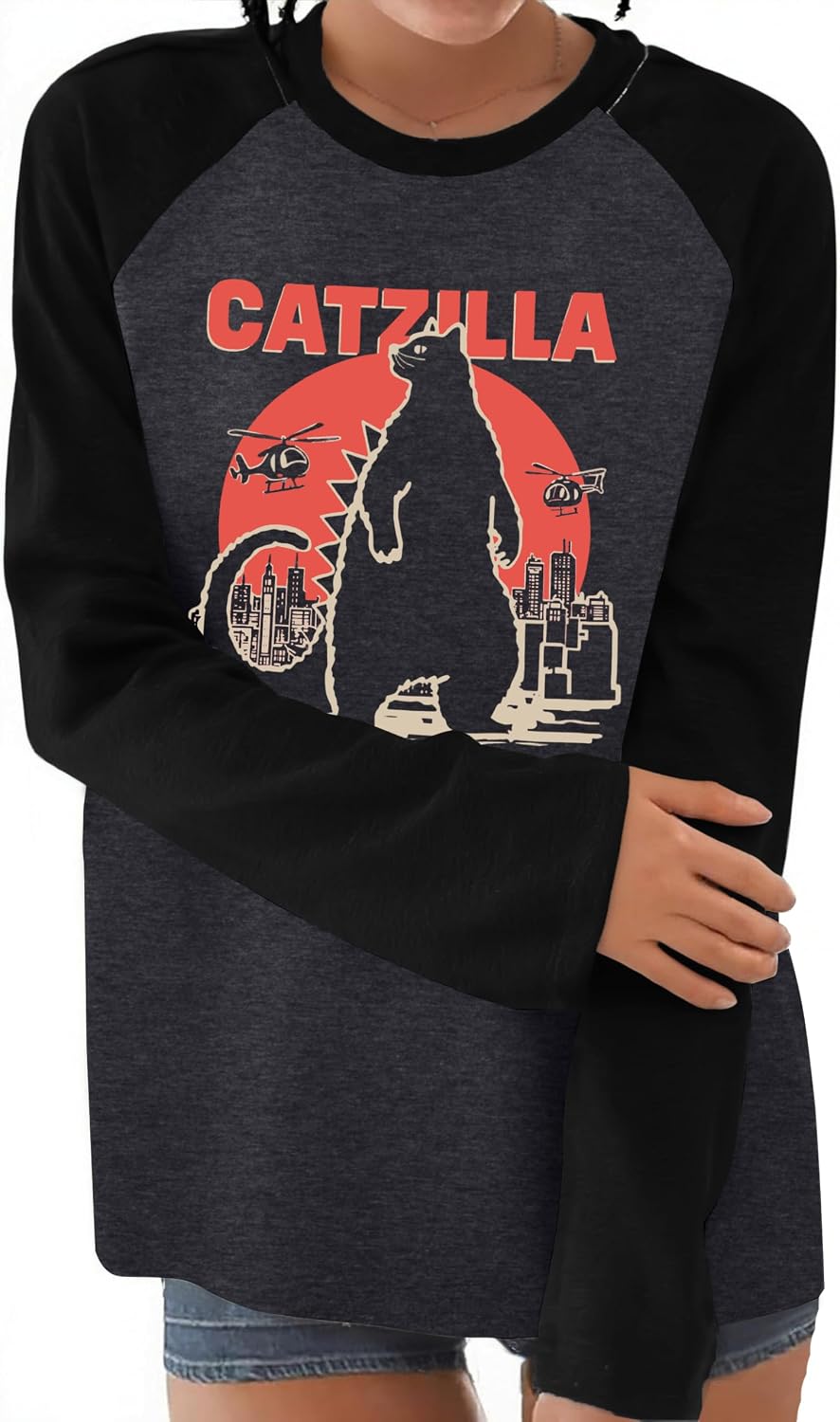 Cat Shirts for Women - Loose Fit Lightweight Long Sleeve Graphic Spring Outfits Printed Blouse Casual Tops