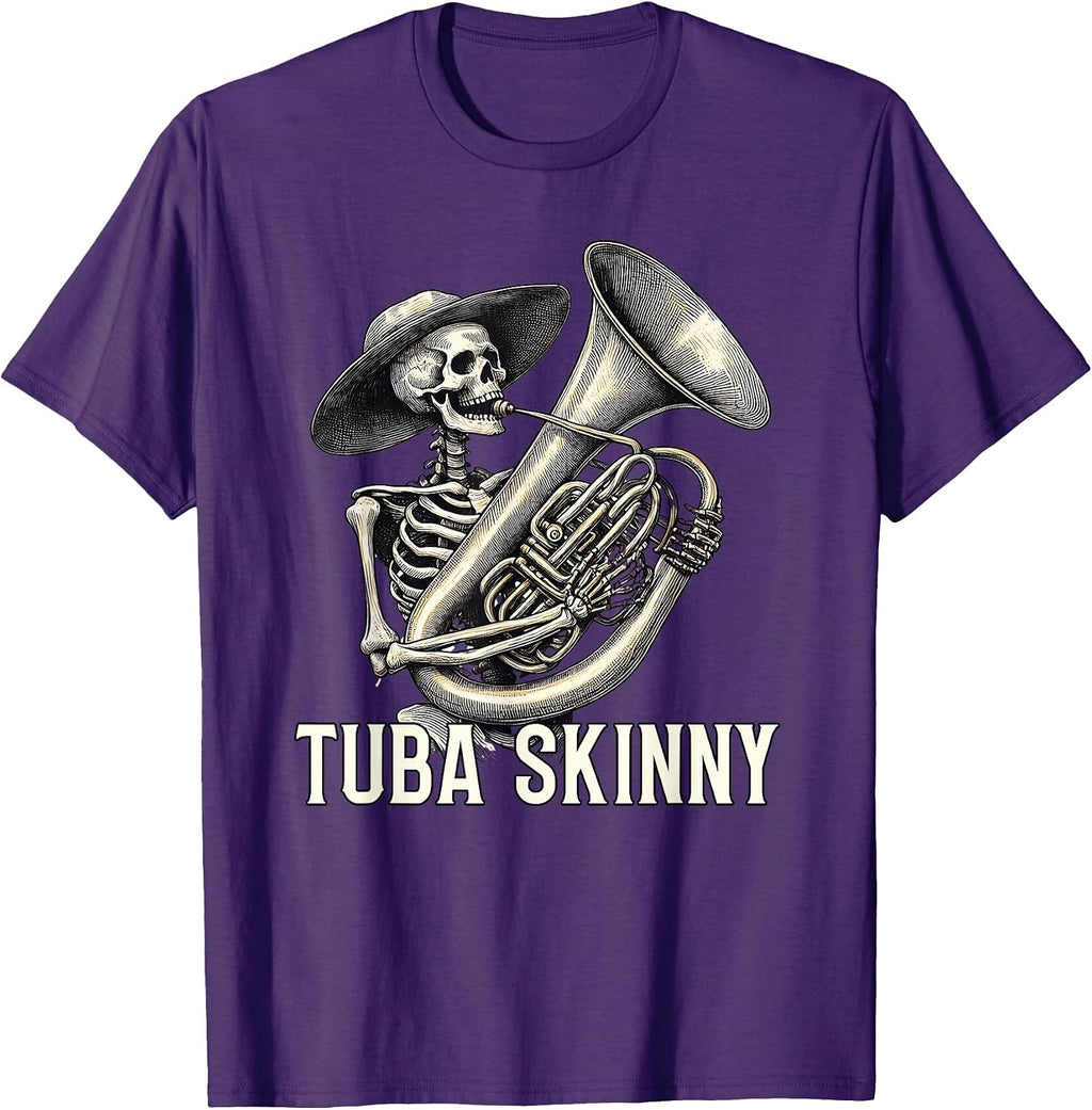 Tuba Skinny Skeleton Jazz Band Vintage Music Graphic Tee T-Shirt