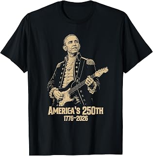 Barack Obama Playing Guitar 4th July 250th Anniversary T-Shirt