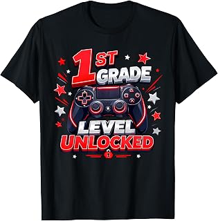 1st Grade Level Unlocked Gamer Back to School Gaming Boys T-Shirt