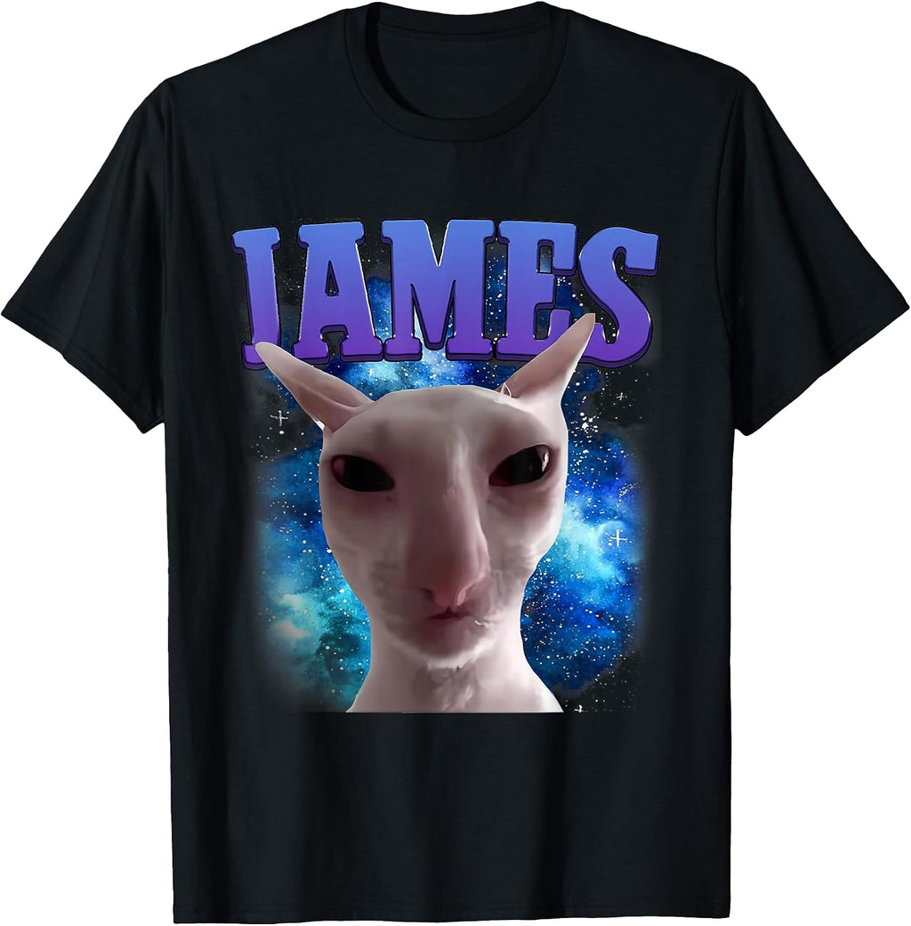 James The Cat Meme Funny Silly Cats Brainrot Meme Cat Lover T-Shirt