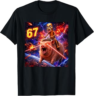 Tung Tung Sahur Ride Pig Fade Haircut 67 Brainrot Meme T-Shirt