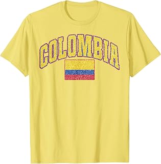 Retro Colombia Flag Vintage Colombian Pride Yellow Colombia T-Shirt
