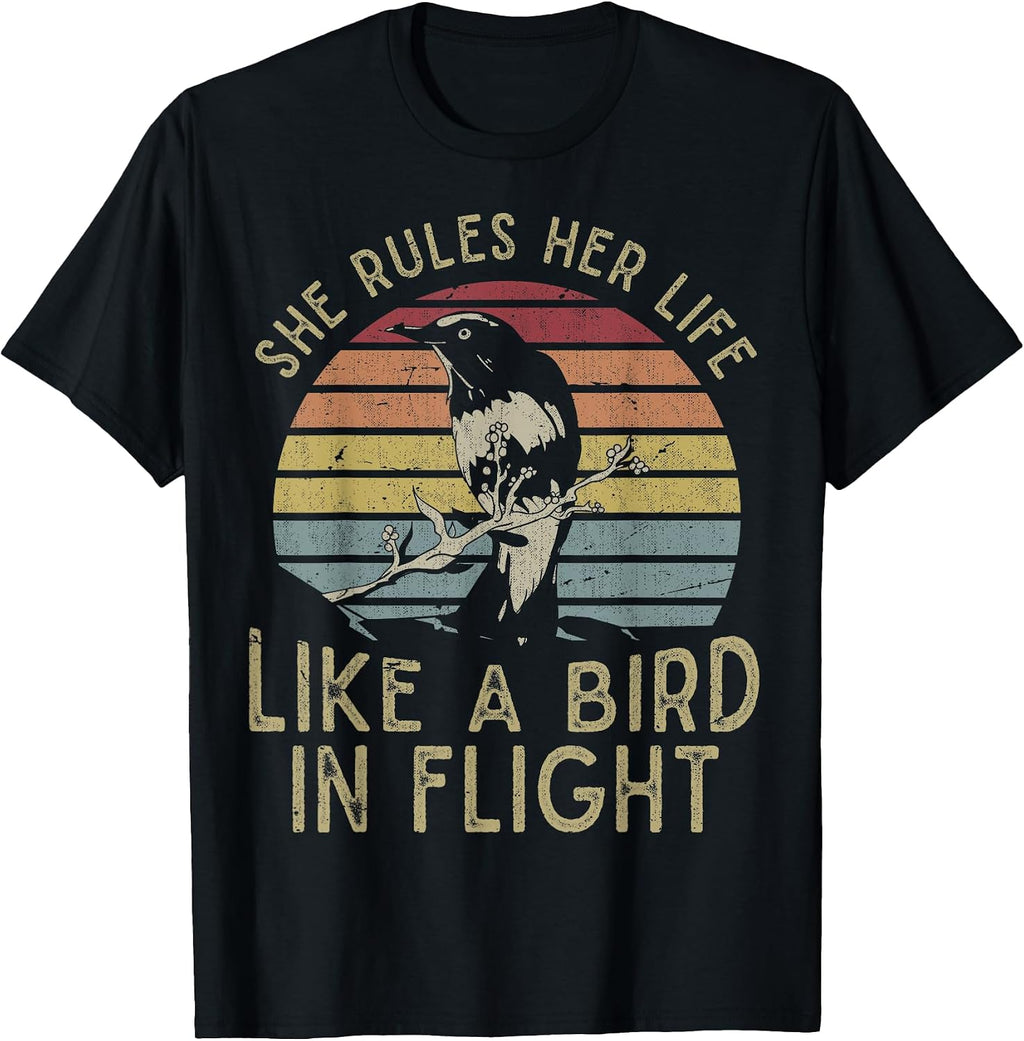 Motivational Quote She Rules Her Life Like A Bird in Flight T-Shirt
