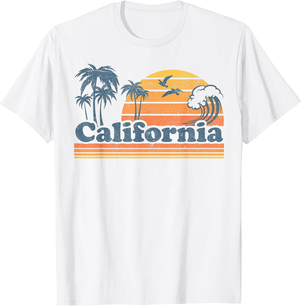 California Vacation Sunset Cute Cali 70s Vintage Retro Beach T-Shirt