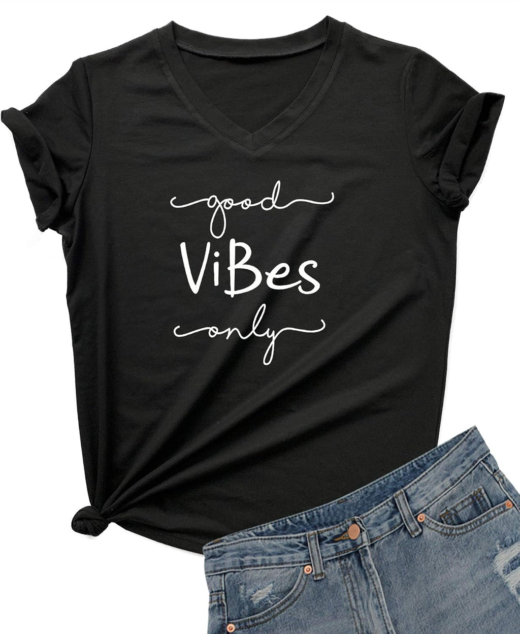 Womens Causal Short Sleeve V-Neck T-Shirt Graphic Tees