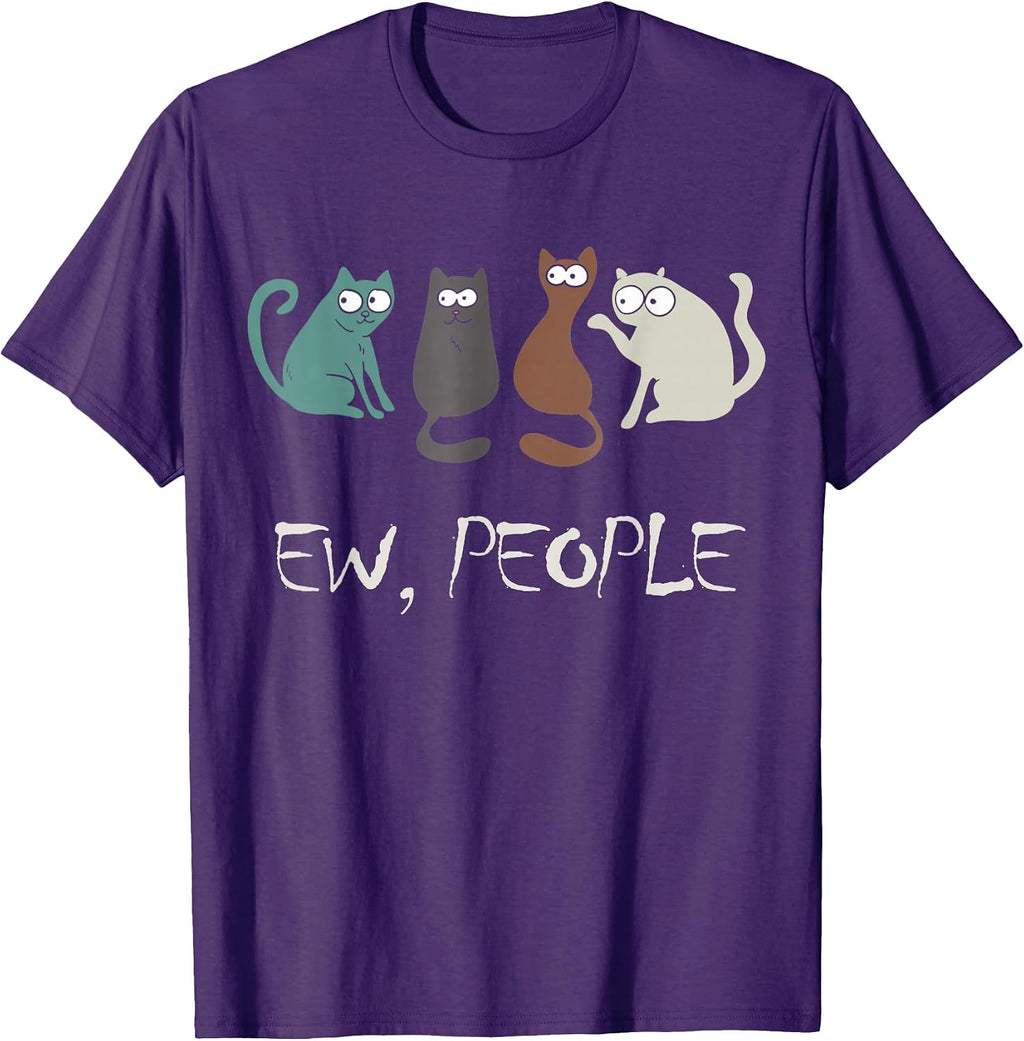 Ew People Funny Black Cat Cute Meowy Kitty Cat Lover Gift T-Shirt