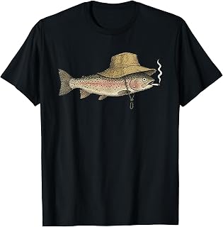 Cool Trout Fish Smoking Outdoor Angler Humor Art T-Shirt