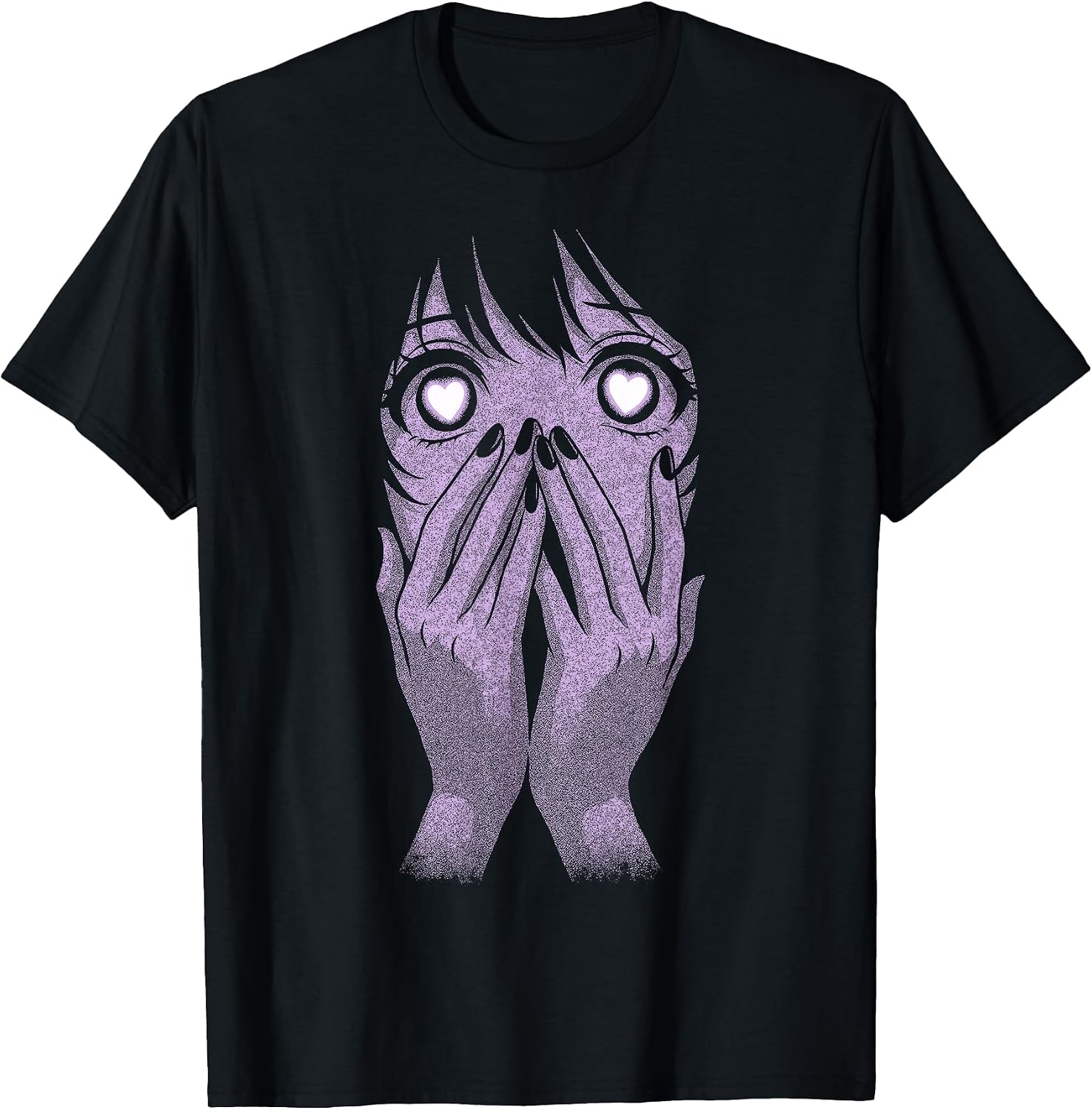 Anime Eyes Girl Hearts Manga Otaku Grunge Goth Alt Aesthetic T-Shirt
