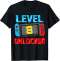 Level 8 Unlocked Gamer 8th Birthday Gift Video Game Boys T-Shirt