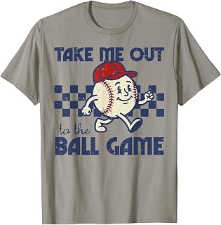 Baseball Take Me Out to The Ball Game Retro Men Boys Kids T-Shirt