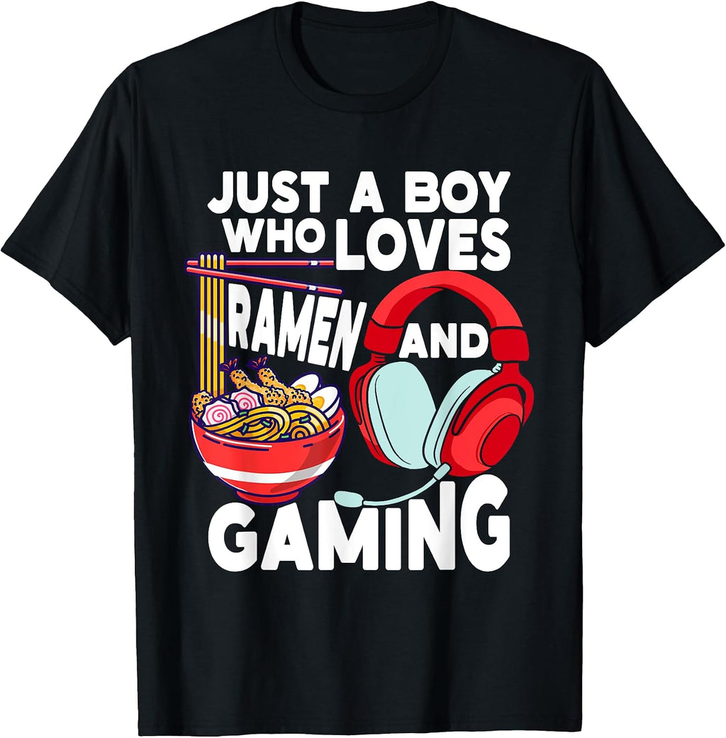 Just A Boy Who Loves Ramen and Gaming Japan Anime Video Game T-Shirt