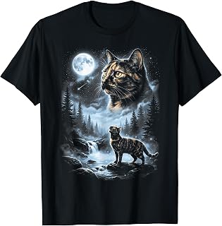 Vintage Tortoiseshell Cat Howling to The Moon T-Shirt