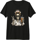 Nurse Skeleton Iced Coffee Funny RN Night Shift Nurse Premium Tri-Blend T-Shirt