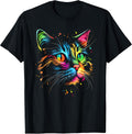 Cute Colorful Cat for Women's Girls Men Boys - Cat Lovers T-Shirt Small