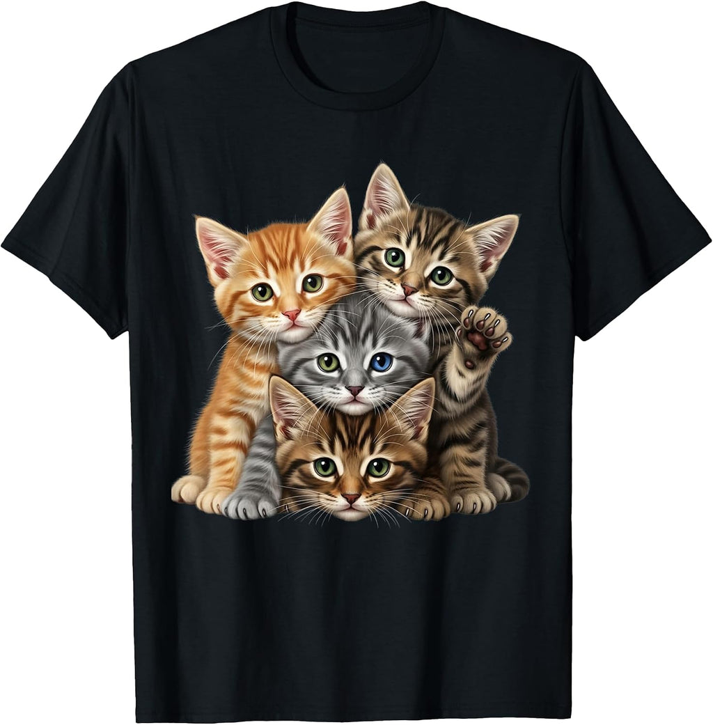 Cute little Cats playing build Wall for lovers kitty kittens T-Shirt