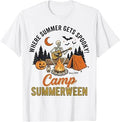 Summerween Where Summer Gets Spooky Camping Skeleton Camper T-Shirt