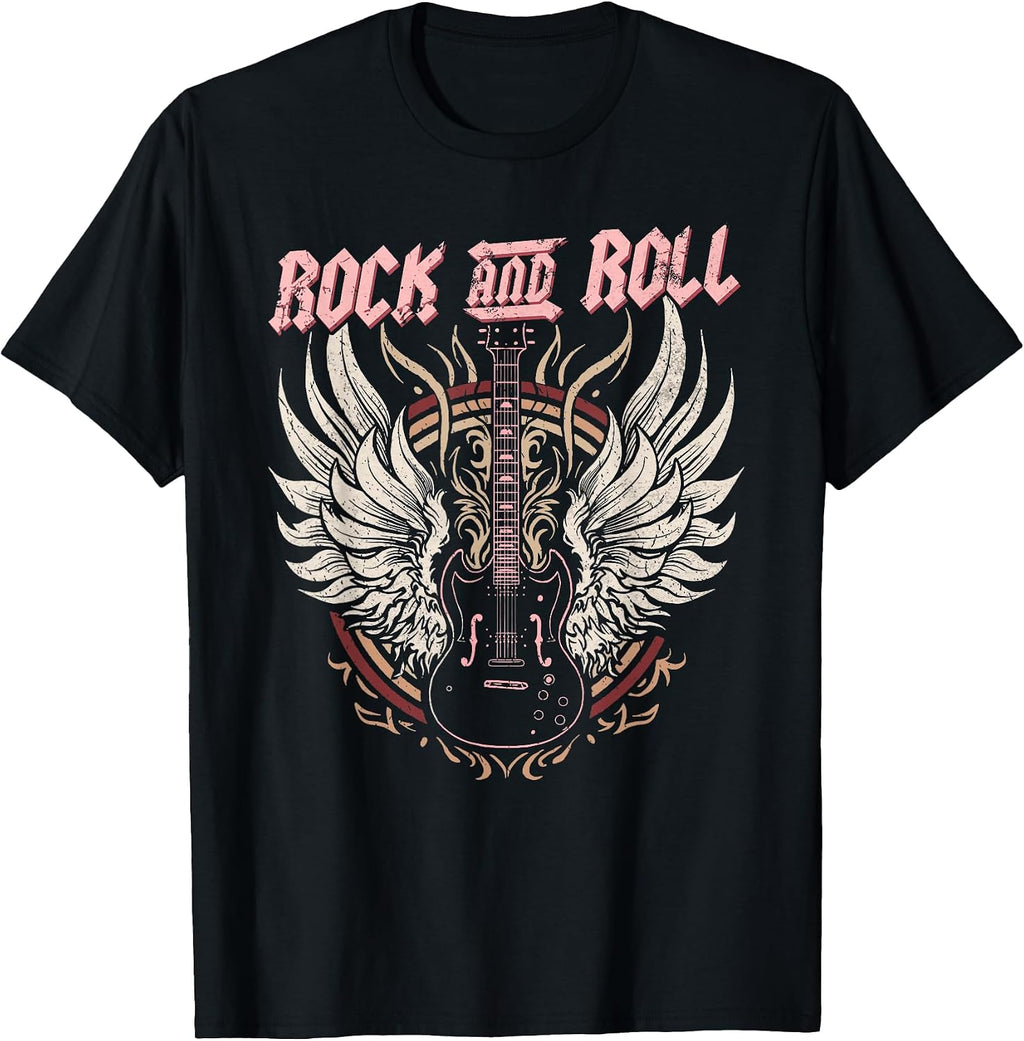 Rock & Roll Guitar Vintage Rock Women Rock Band Music T-Shirt