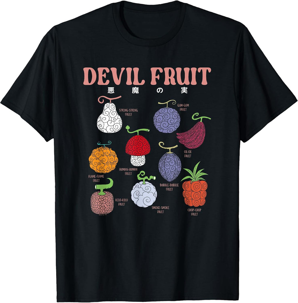 Anime Devil Fruit Varieties Illustration T-Shirt