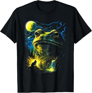 Frog Howling to The Moon Funny Vintage Toad Moon Graphic T-Shirt