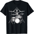 Skeleton Percussionist Drummer Halloween Rock & Roll Music T-Shirt