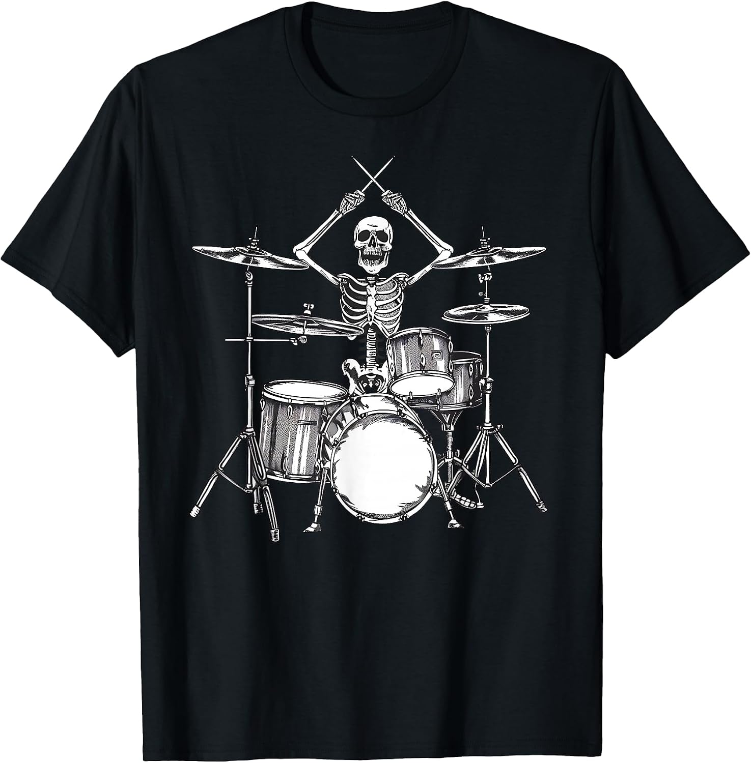Skeleton Percussionist Drummer Halloween Rock & Roll Music T-Shirt