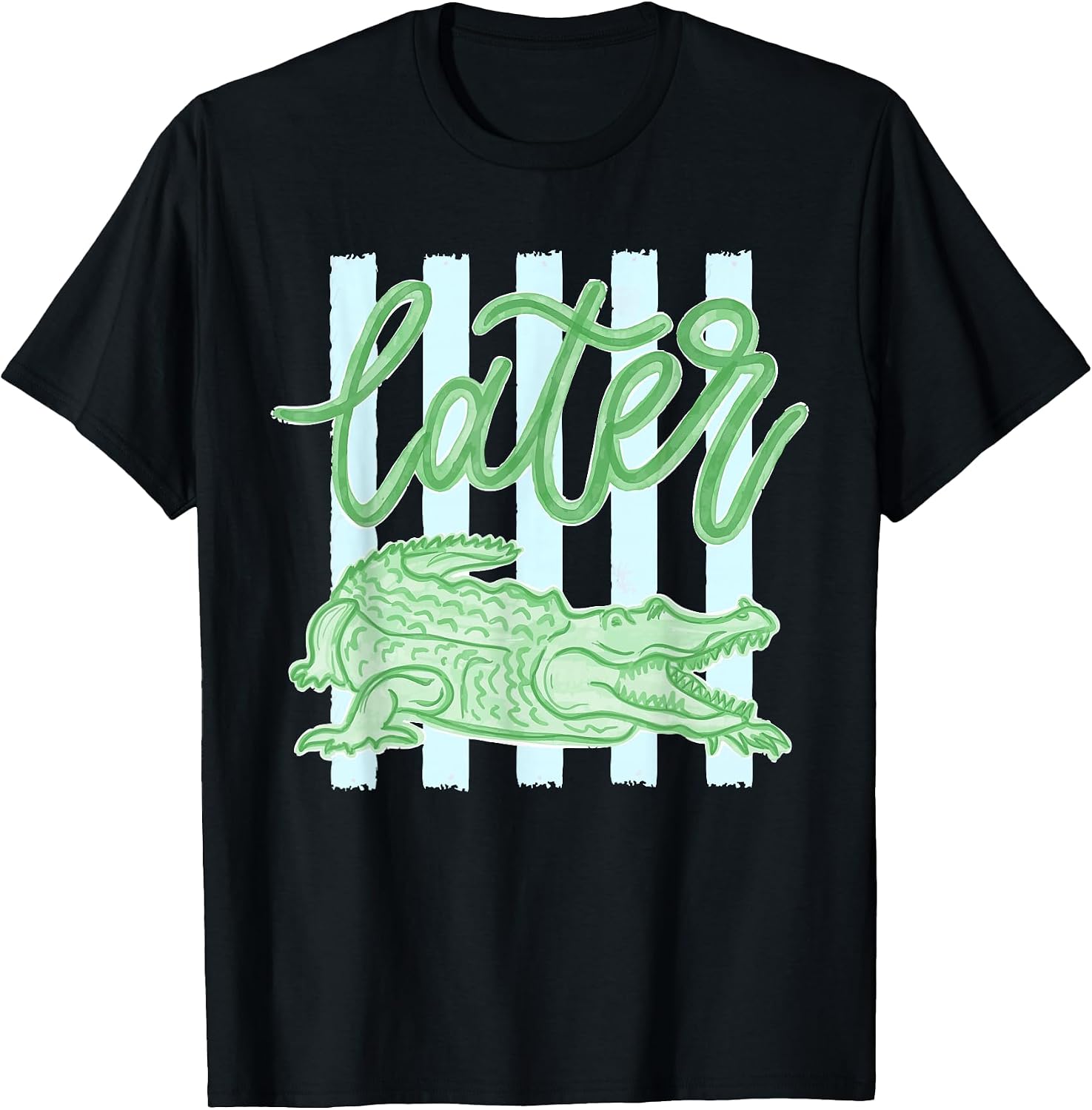 Retro Striped Everyday Later Gator Alligator Summer Coastal T-Shirt