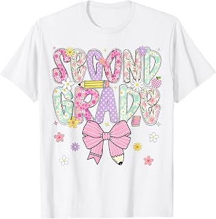 Second 2nd Grade Teachers Girls Back to School Pencil Bow T-Shirt