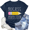 Teacher Shirt for Women Teach Teaching Tshirt Progress Over Perfection Teacher Tee Top