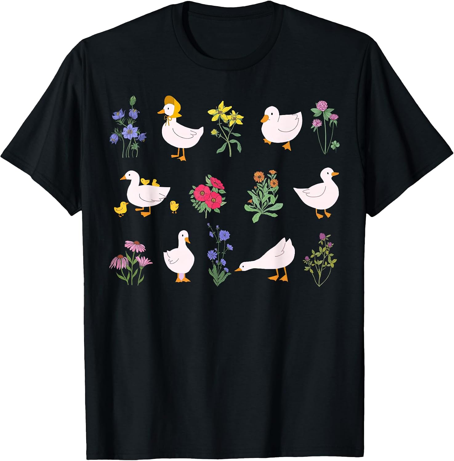Cottagecore Duck Wildflower Cute Farm Animal Aesthetic T-Shirt