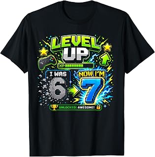 I was 6 Now I'm 7 Level 7 Unlocked Gamer Boys 7th Birthday T-Shirt