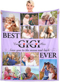WFR Personalized Gigi Blanket Gifts for Grandma, Mother's Day Throw Gift for Gigi from Grandkids, Custom Photo Throw Blanket with Pictures and Names, Best Gigi Ever Blanket, Printed in USA