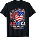 250th Anniversary America Flag Heart 250 Year Women Girls T-Shirt