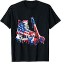 Ice Hockey Drip 4th of July Patriotic American USA Flag Men T-Shirt