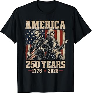 Abe Lincoln George Washington Guitar 250th Anniversary USA T-Shirt