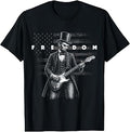 Grunge American Flag Freedom Lincoln Playing Guitar T-Shirt