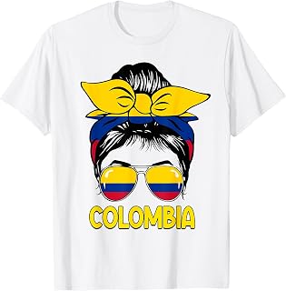Messy Bun Hair Colombian Girl Flag Colombia Pride Women Kids T-Shirt