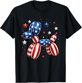 Funny Patriotic Balloon Dog American Flag Fourth of July T-Shirt