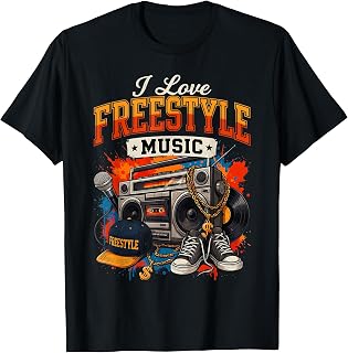 I Love Freestyle Music Funny Retro Musician T-Shirt