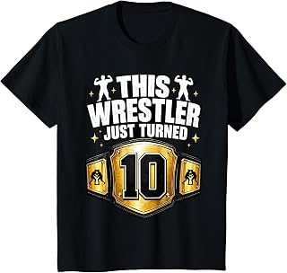 Kids Funny Wrestling 10th Birthday This Wrestler Just Turned Boys T-Shirt