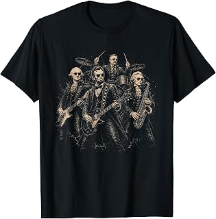 Vintage Founding Fathers Rock Band Presidents Playing Music T-Shirt
